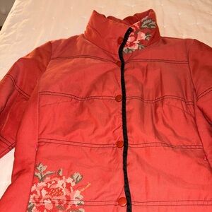 Red Jacket with Floral Embroidery